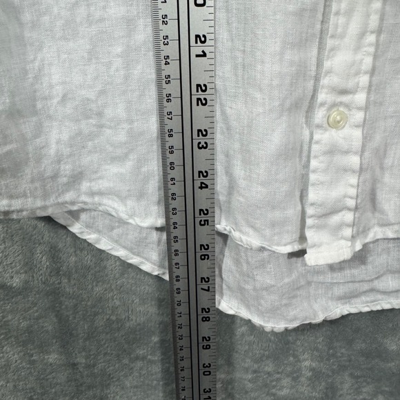 Edmmond Studios White Linen Button Down Long Sleeve Shirt - Picture 14 of 14